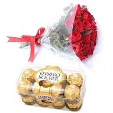 Roses Bunch & Ferrero Rocher 16pcs